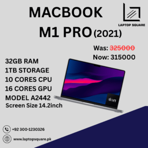 Apple MacBook M1 Pro 2021 14.2-inch – 32GB RAM | 1TB Storage | A2442 | 10 Cores Cpu | 16 Cores Gpu
